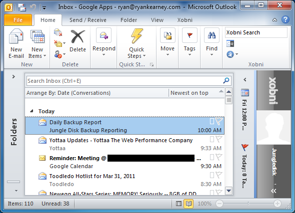 Email Inbox in Microsoft Outlook
