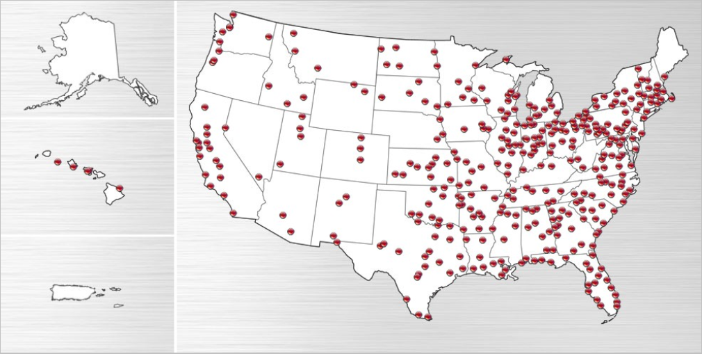 Map of the US showing Verizon's hefty LTE coverage.